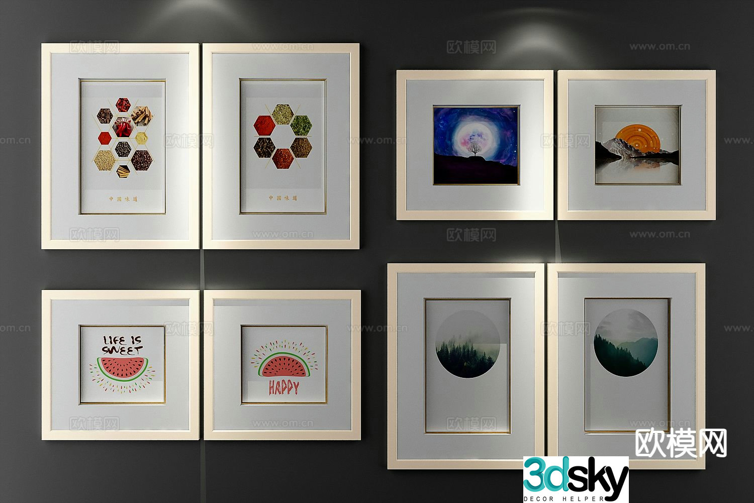 Modern art painting decorative painting 3d model