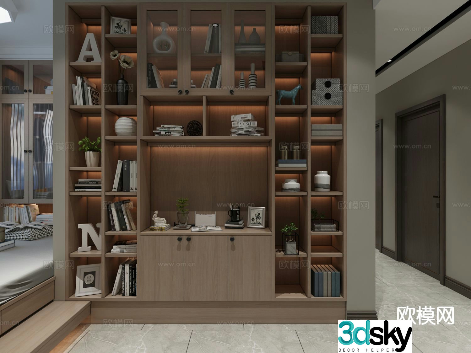 Nordic bookcase bookshelf 3d model