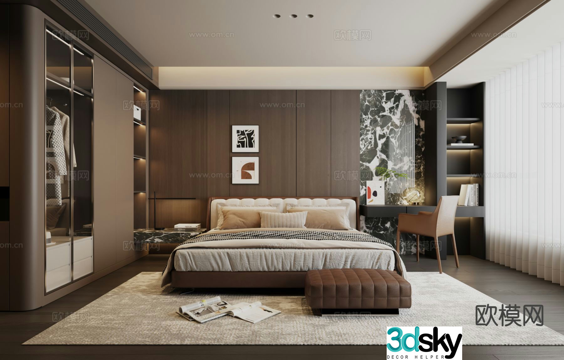 Italian style bedroom master bedroom 3d model