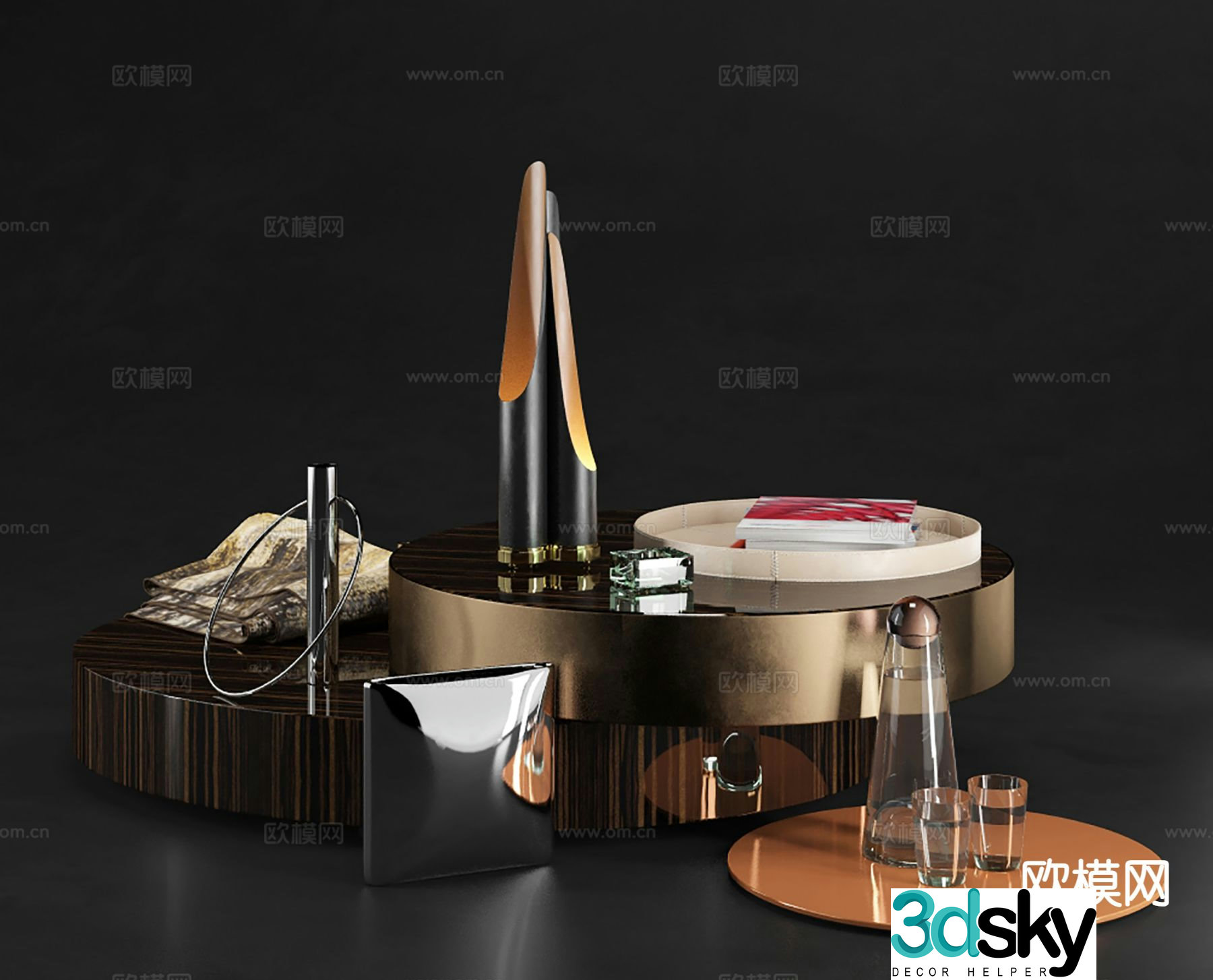 Modern decorations furnishings coffee table ornaments 3D model