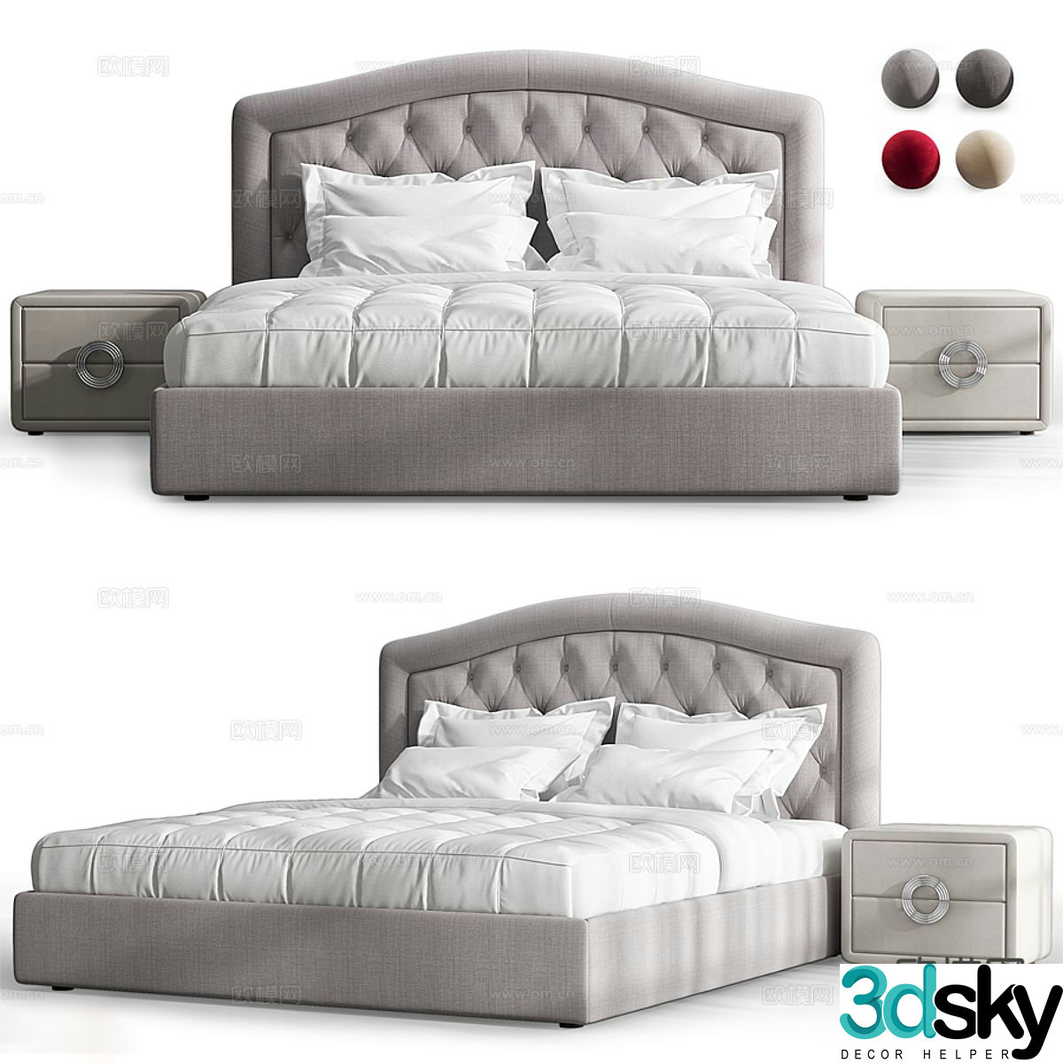 Modern double bed 3d model