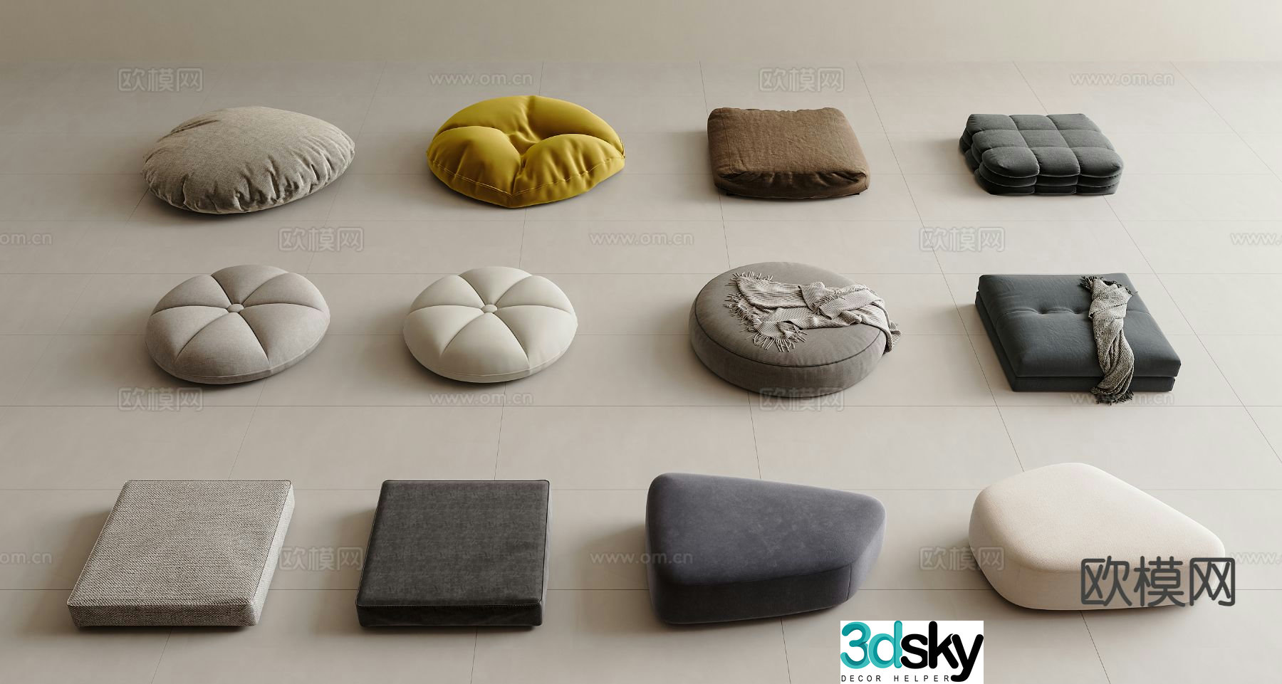 Modern cushion futon soft cushion bay window cushion 3d model