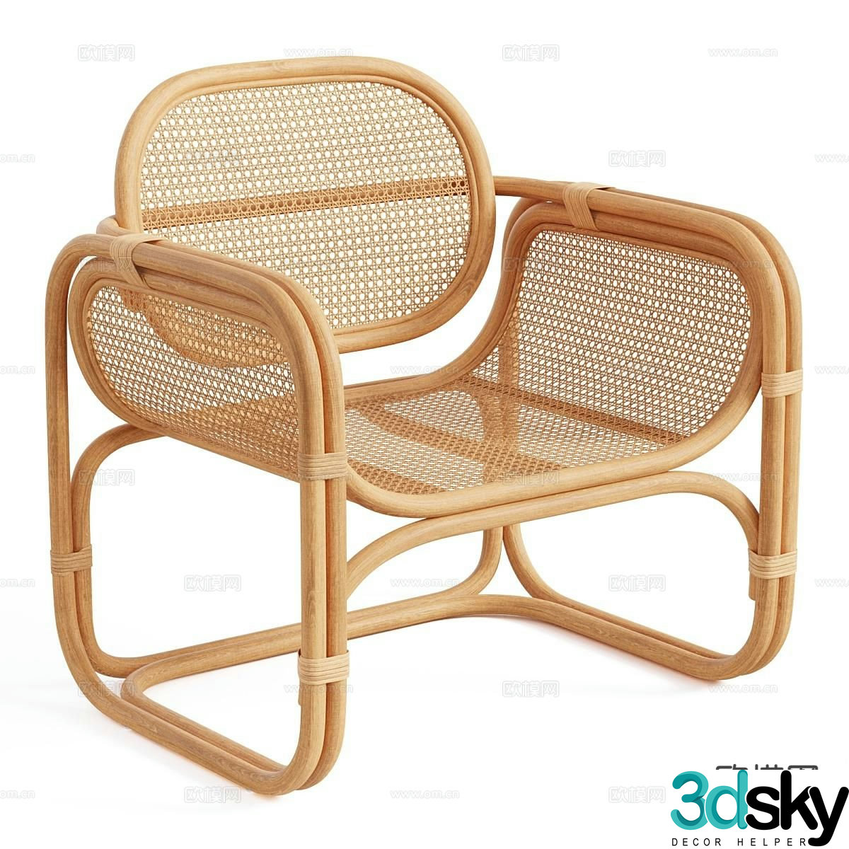Marte log style leisure chair rattan leisure chair rocking chair outdoor chair 3D model