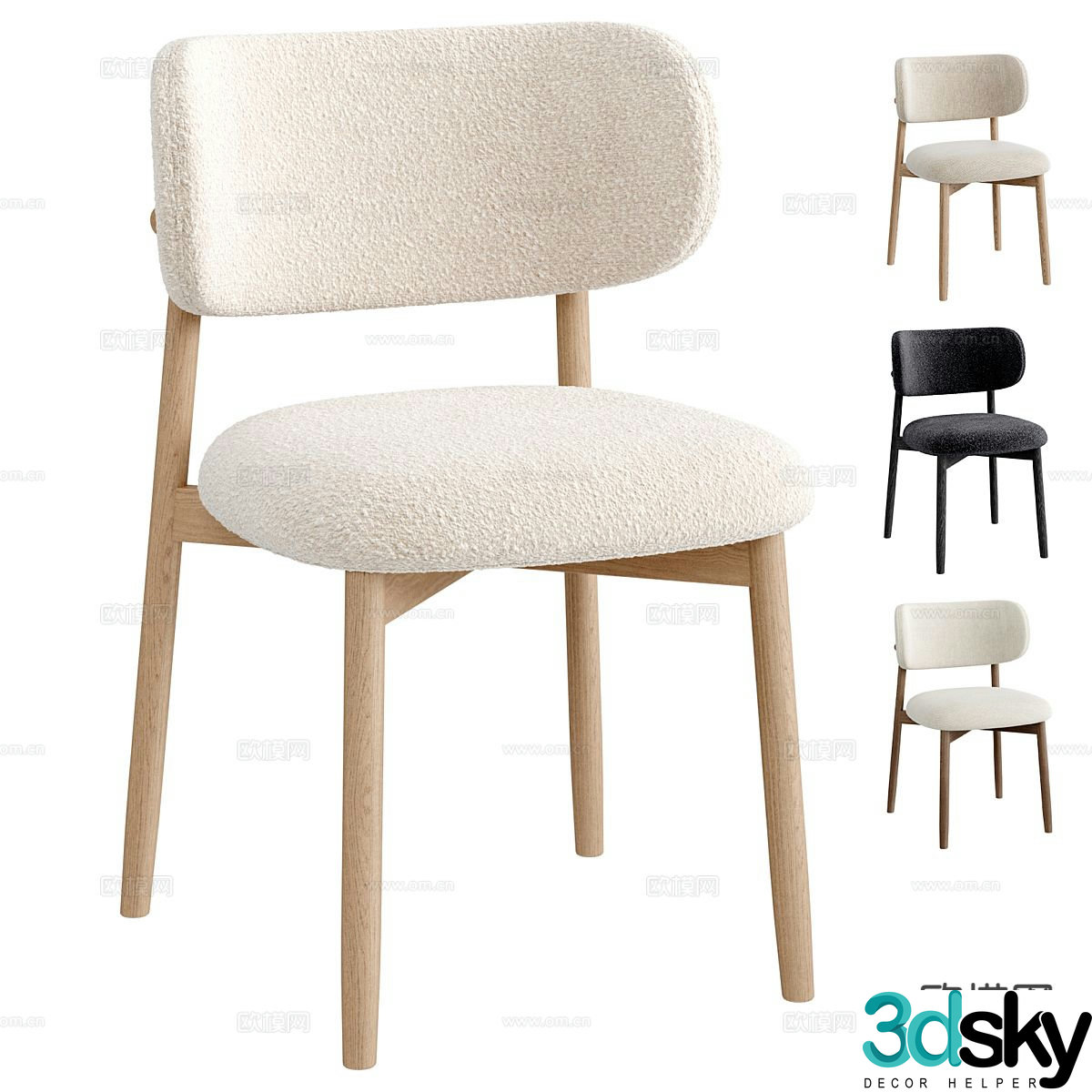 Nordic chair dining chair 3d model