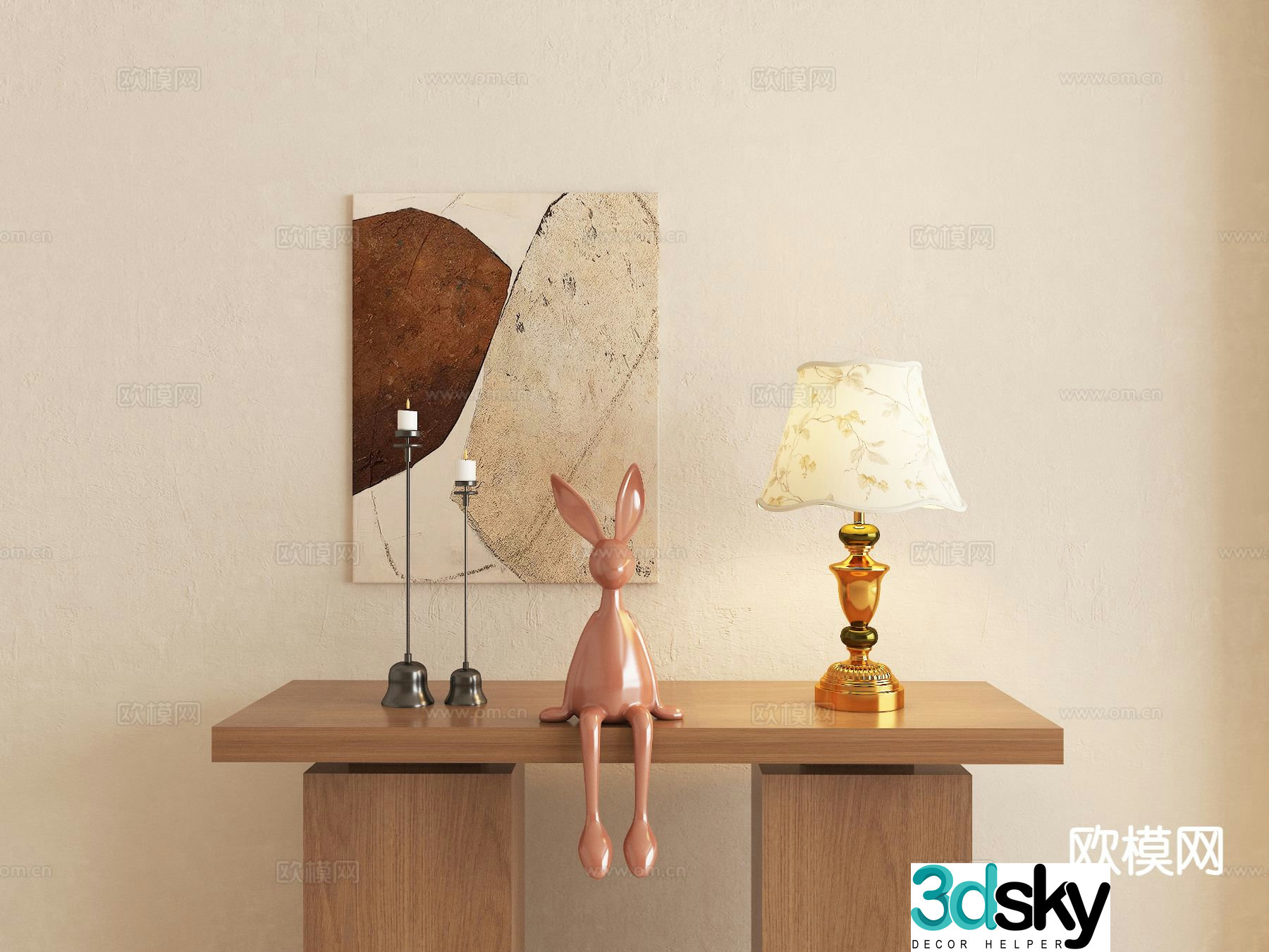 Medieval style table lamp candlestick lamp 3d model