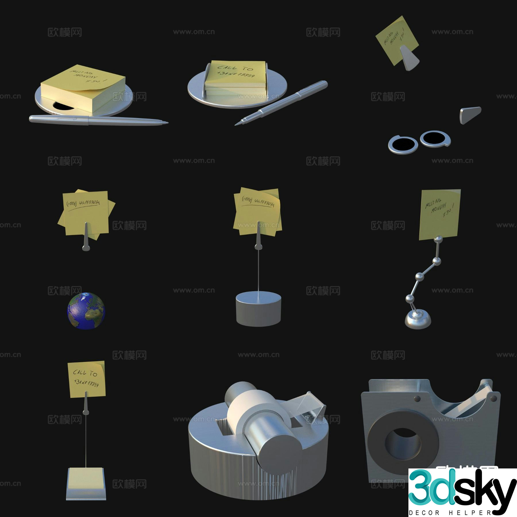 Office supplies note paper 3d model