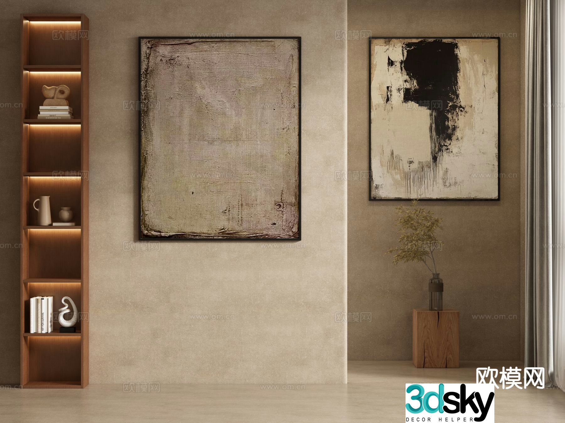 Medieval style texture painting decorative painting hanging painting 3D model