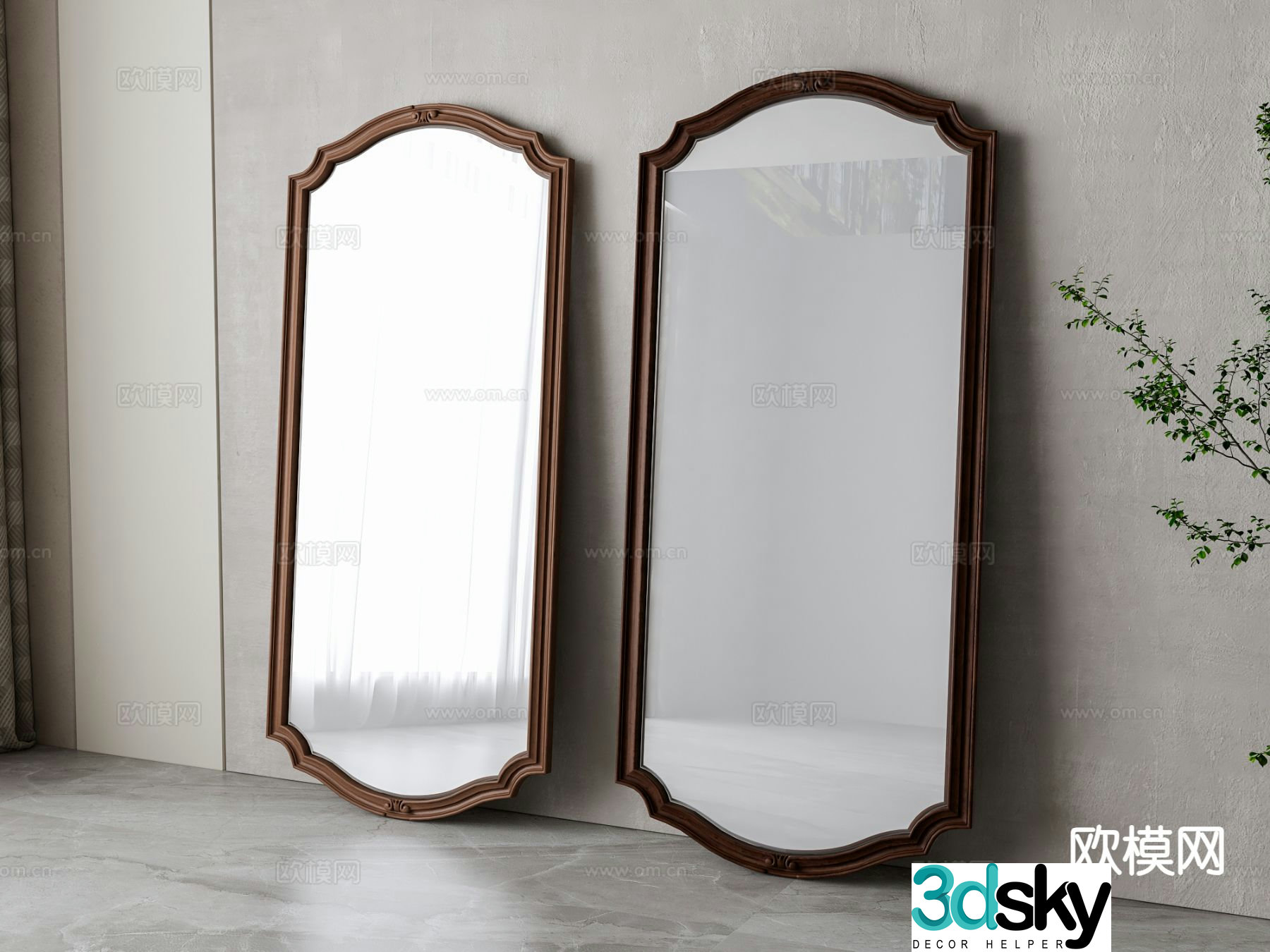 American mirror full length mirror 3d model
