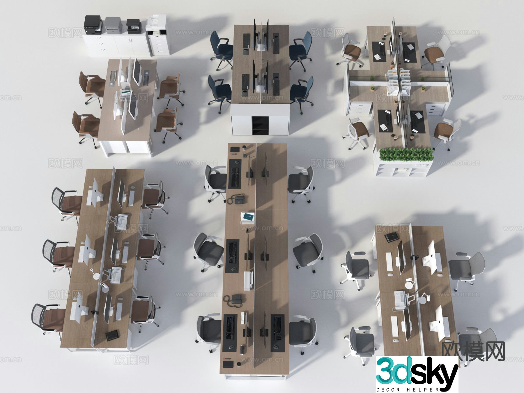 Card space desk work station post 3d model