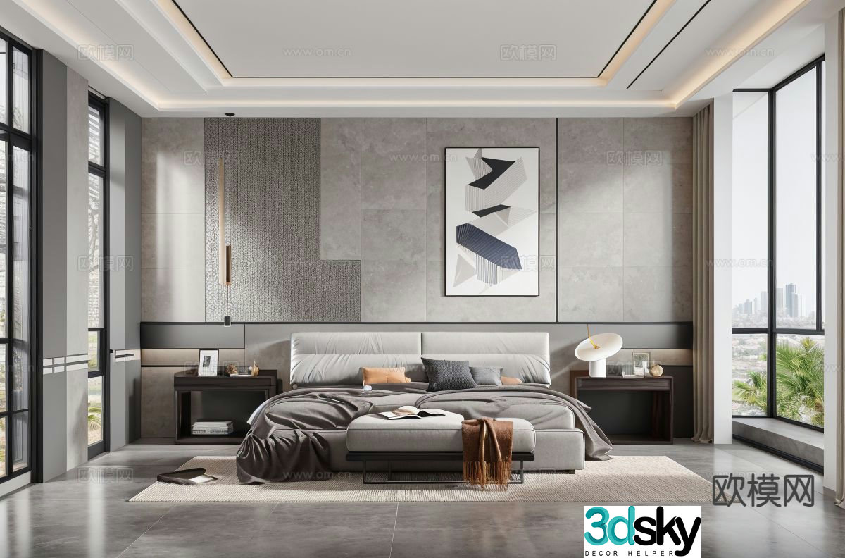 Modern bedroom master bedroom 3d model