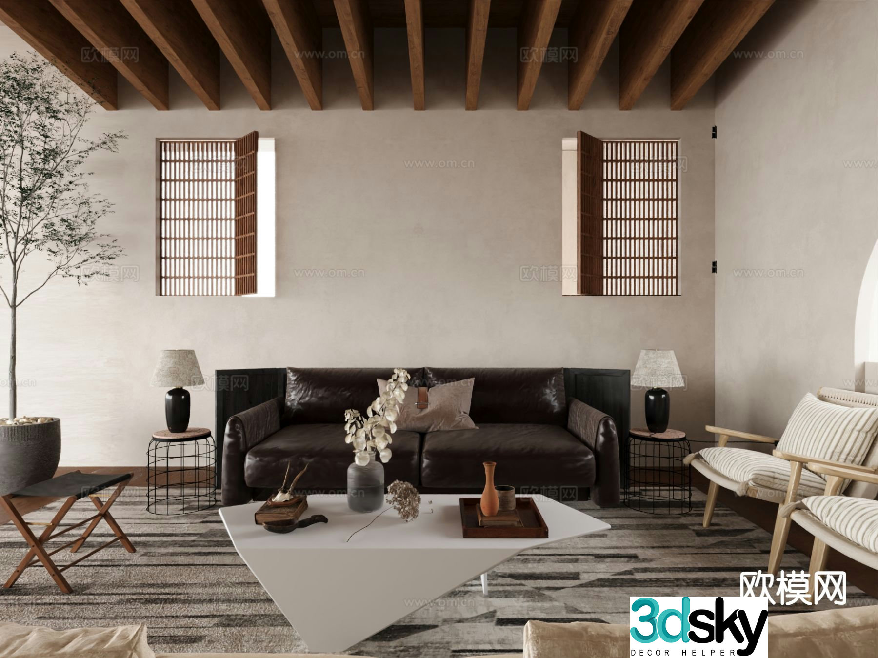 Wabi-sabi living room 3d model