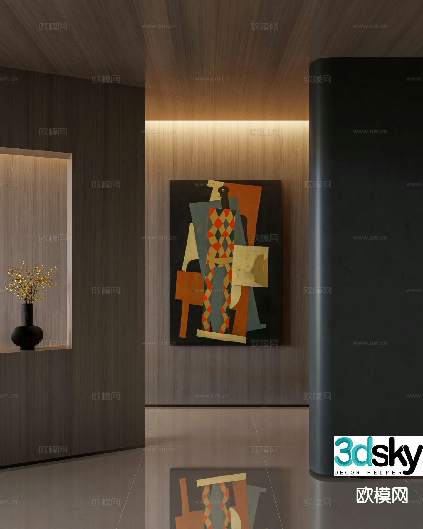 Medieval style hanging painting abstract painting retro hanging painting 3D model