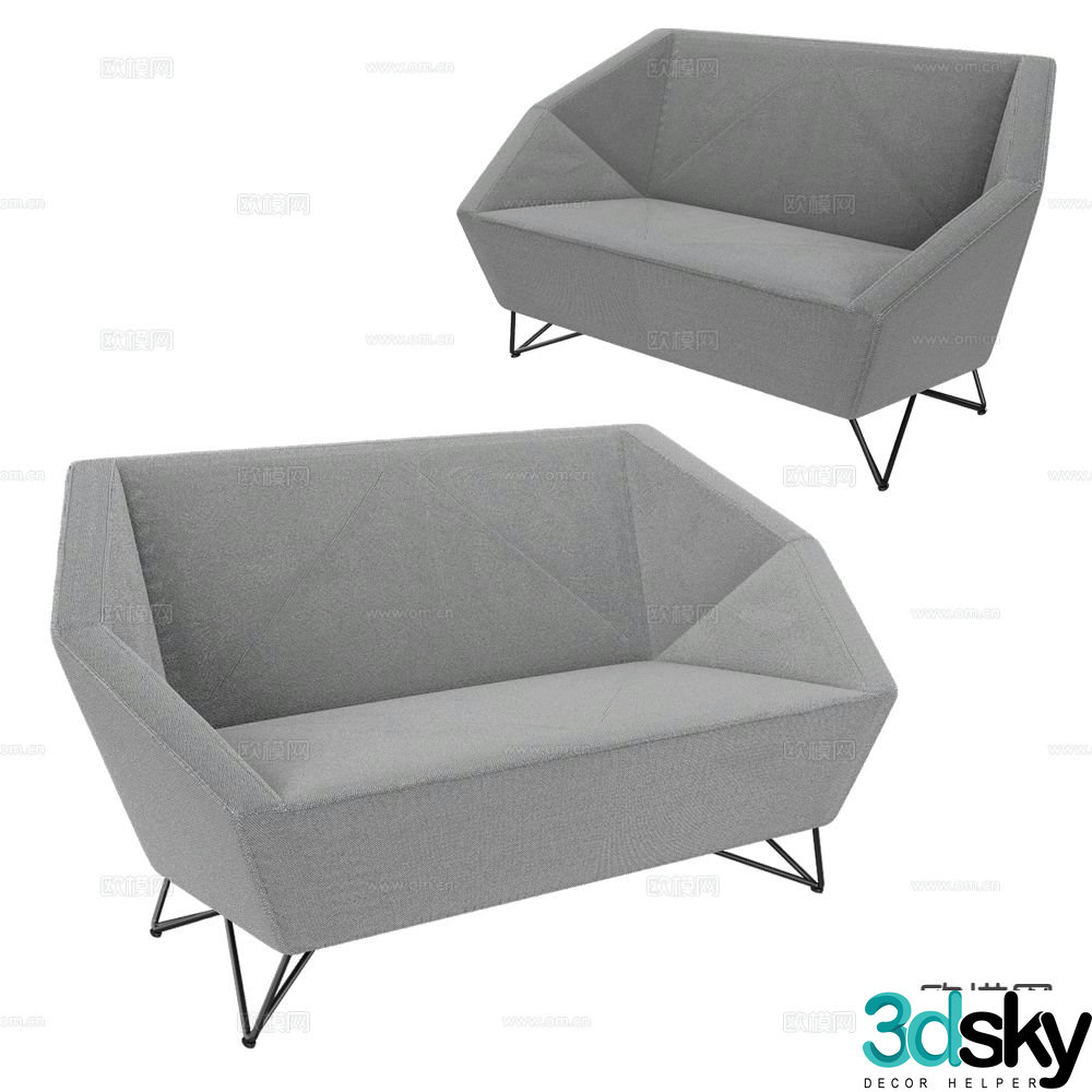 Prostoria modern love seat 3d model