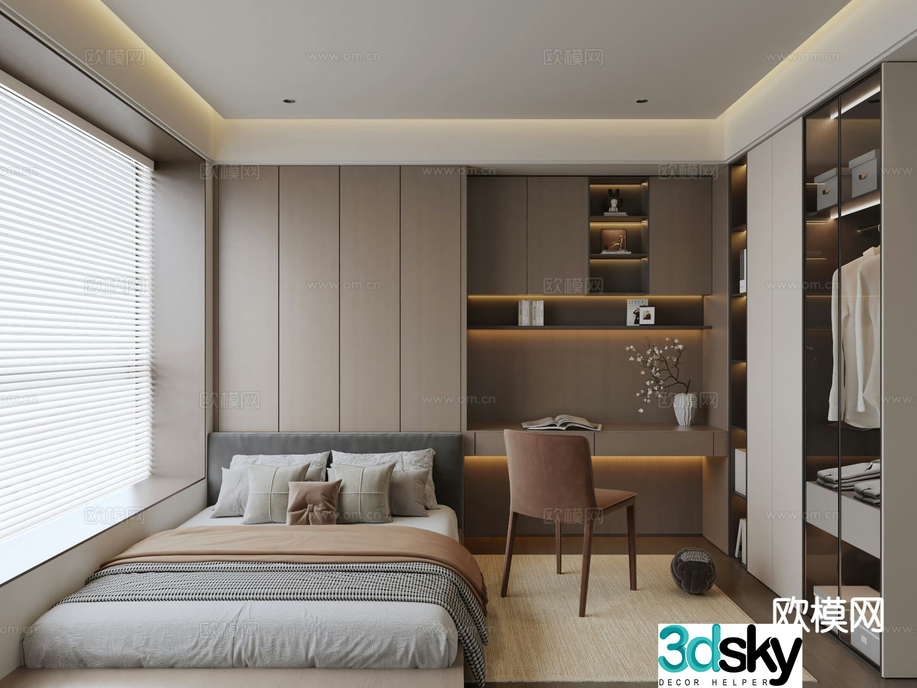 Italian tatami bedroom second bedroom 3D model