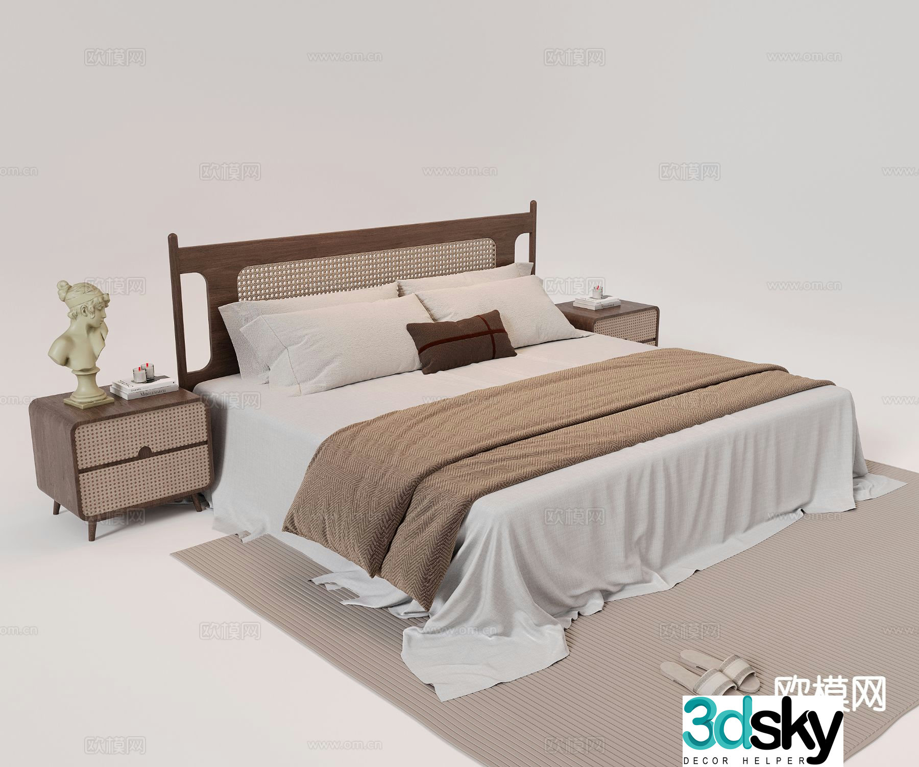 Wabi-sabi double bed 3d model