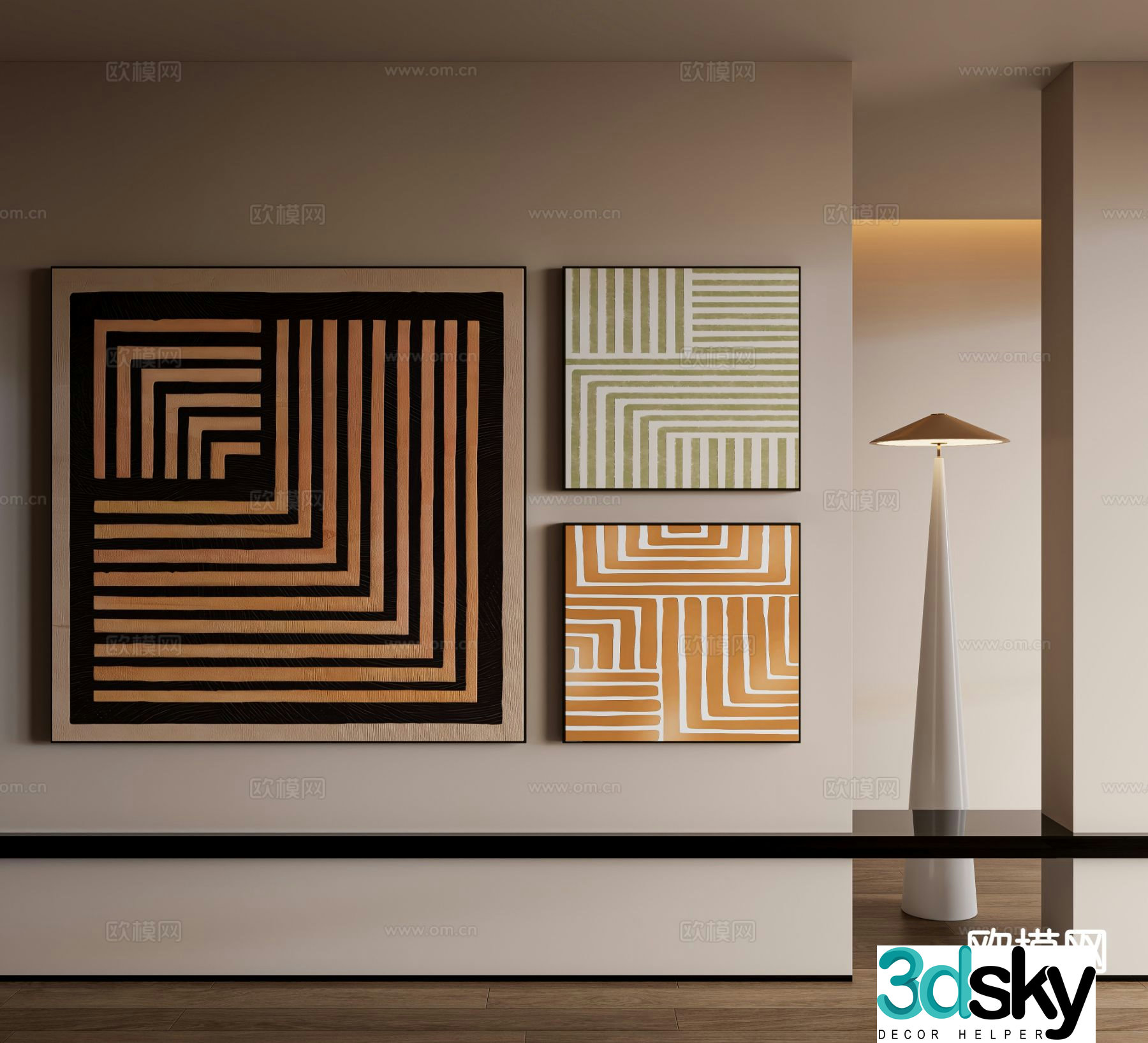 Wabi-sabi texture painting decorative painting 3d model
