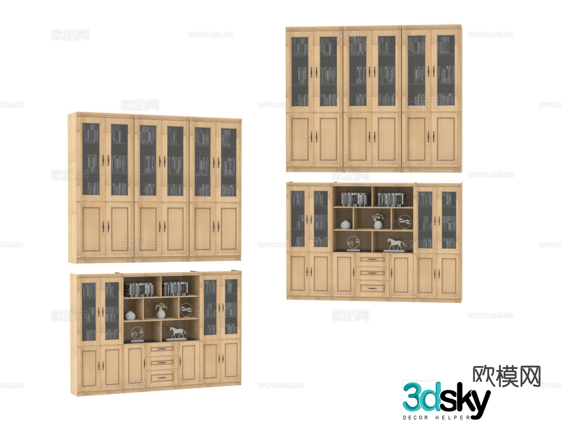 New Chinese style bookcase 3d model