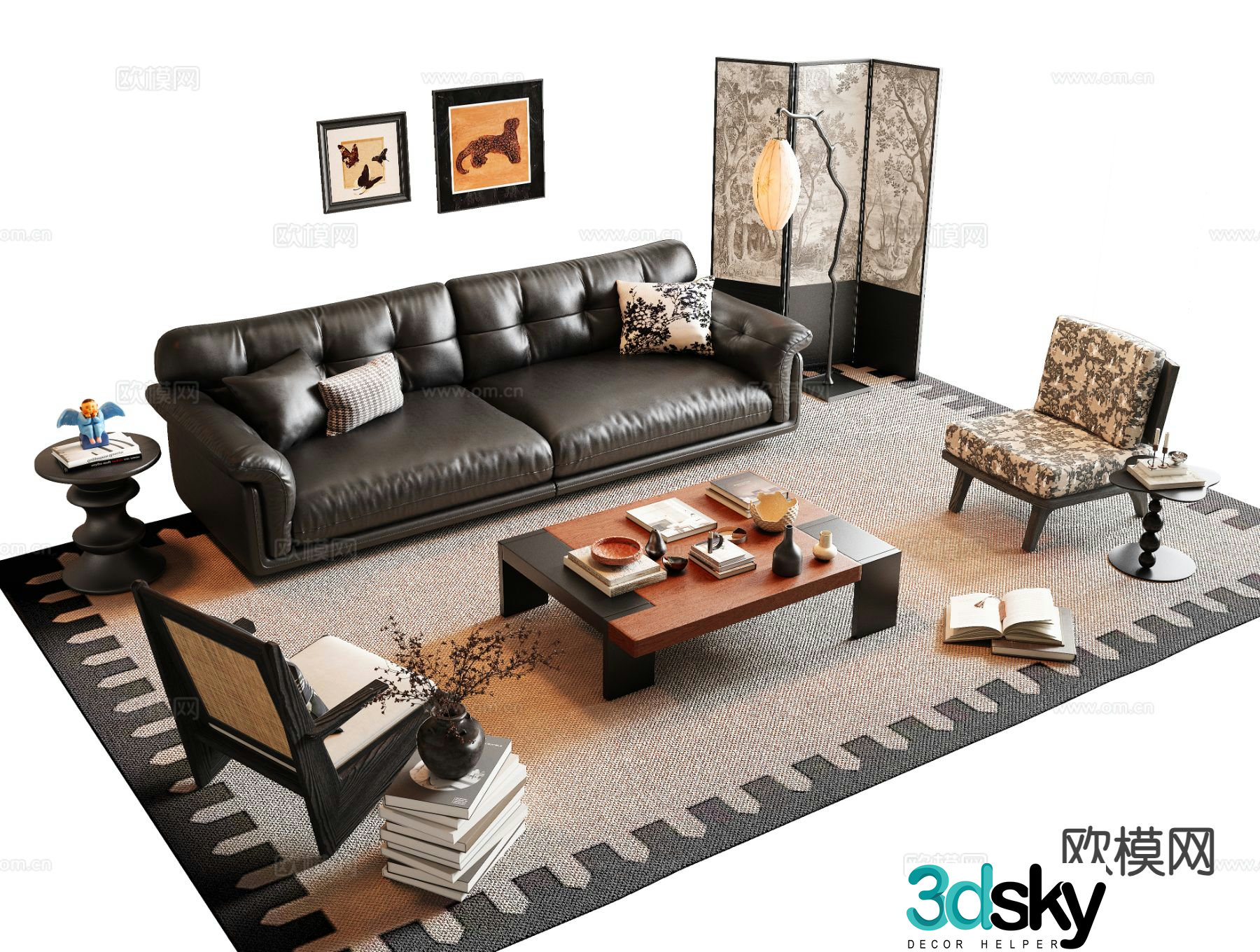 Medieval style sofa modular sofa 3d model