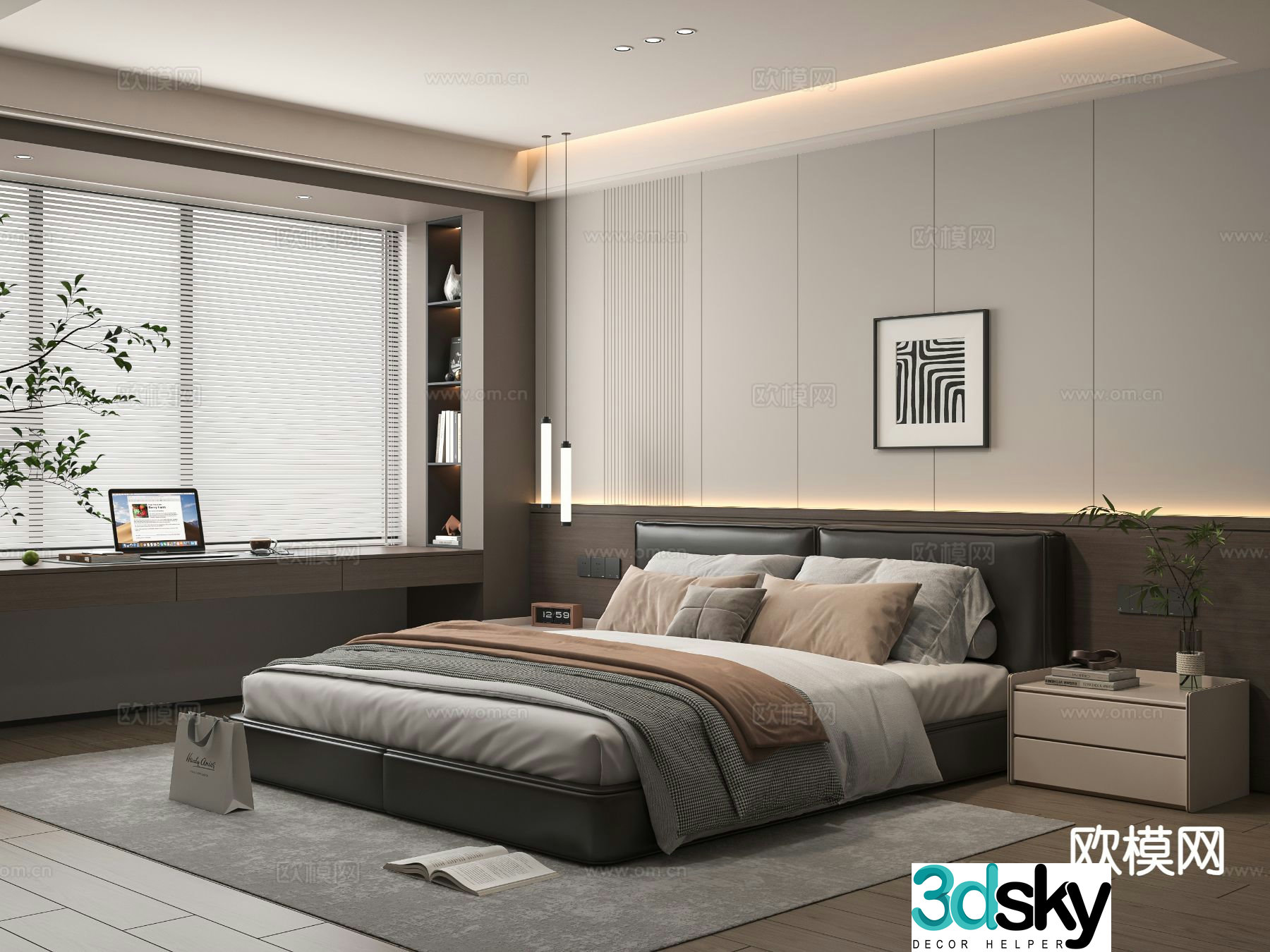 Modern bedroom master bedroom 3d model
