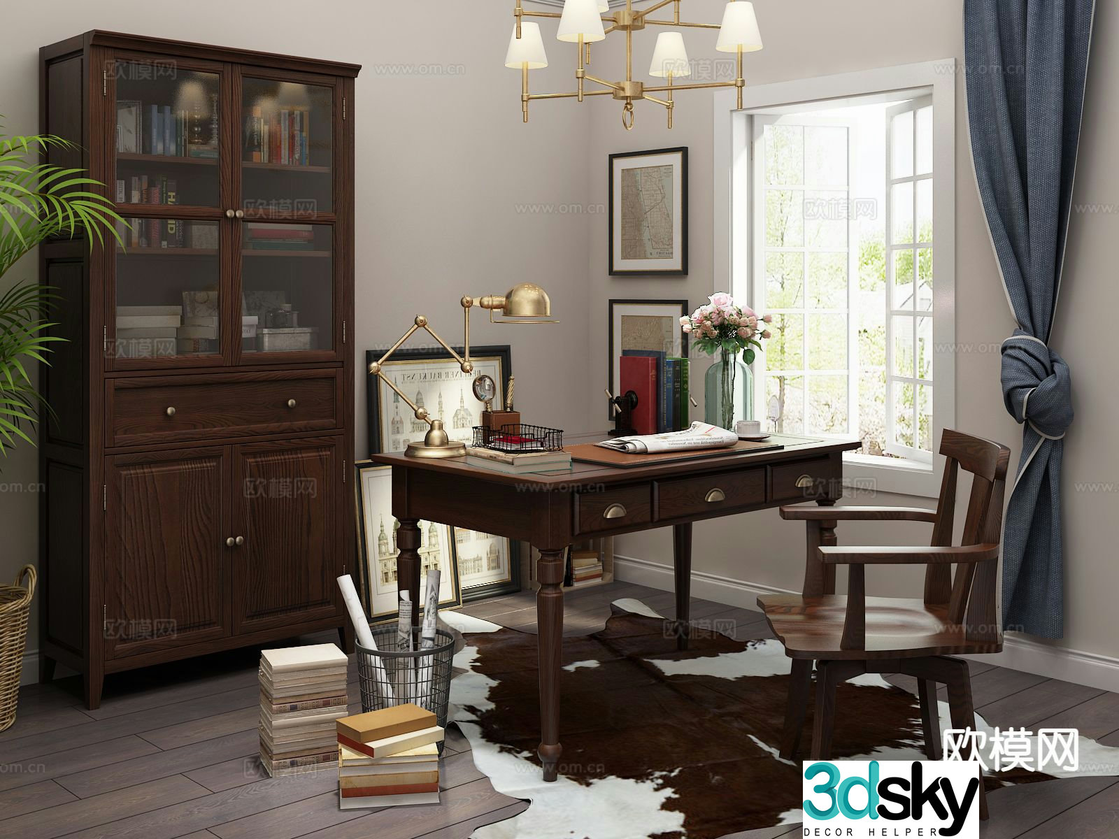 American desk desk 3d model