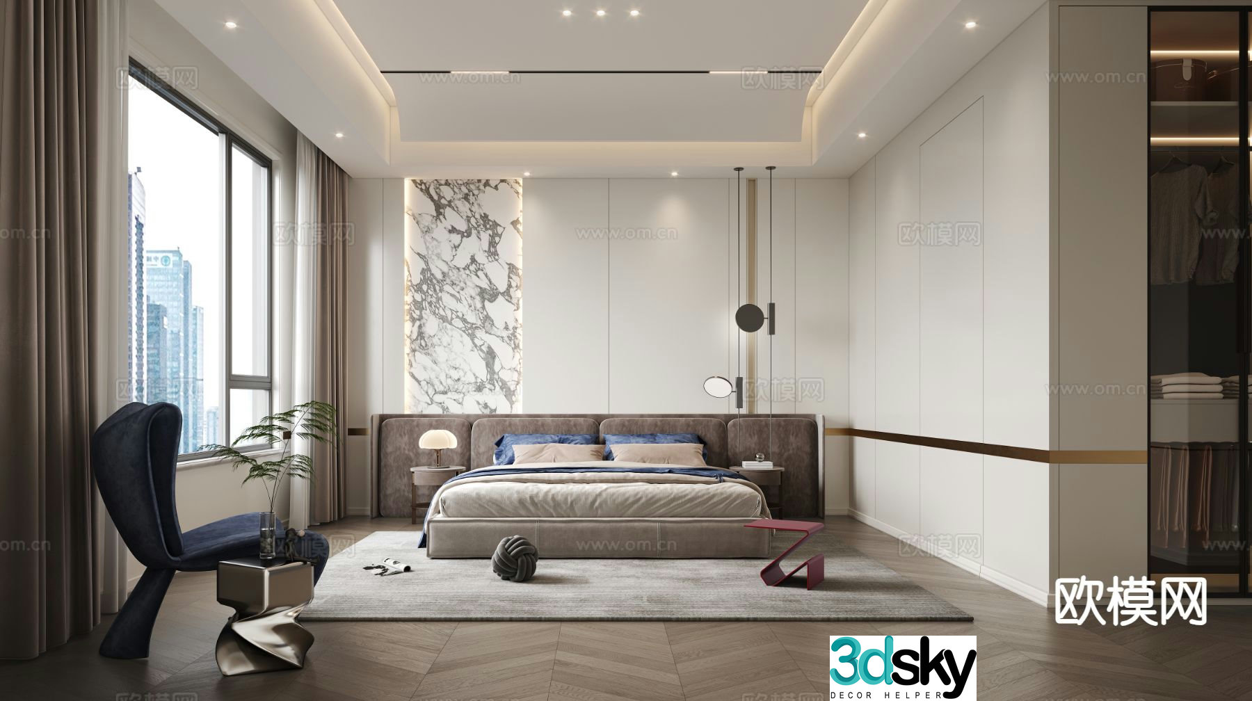 Italian style bedroom master bedroom master room 3d model