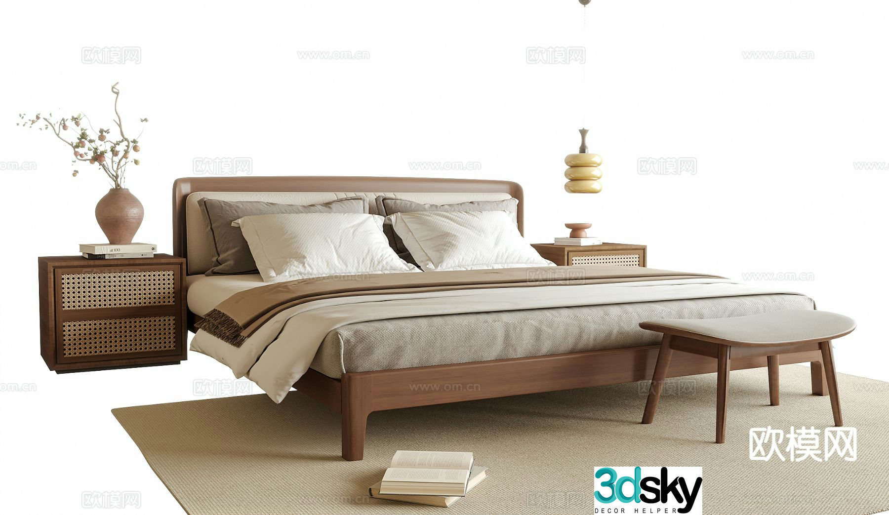 Medieval style double bed 3d model