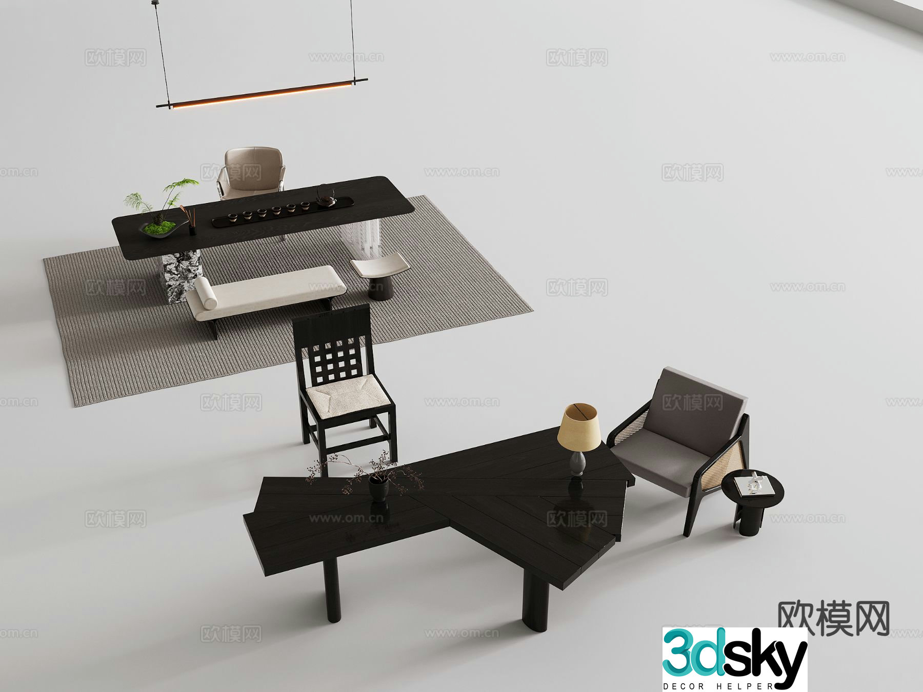 modern desk writing desk 3d model