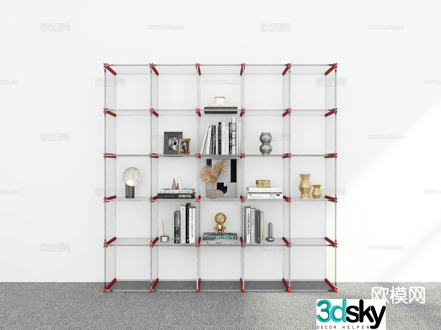 Modern bookcase bookshelf 3d model