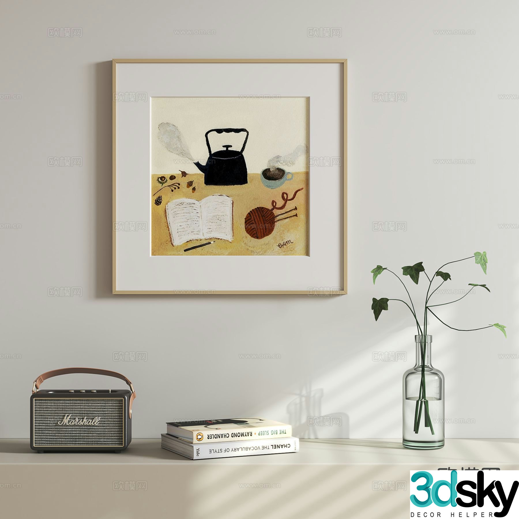 Modern cartoon hanging painting oil painting 3d model