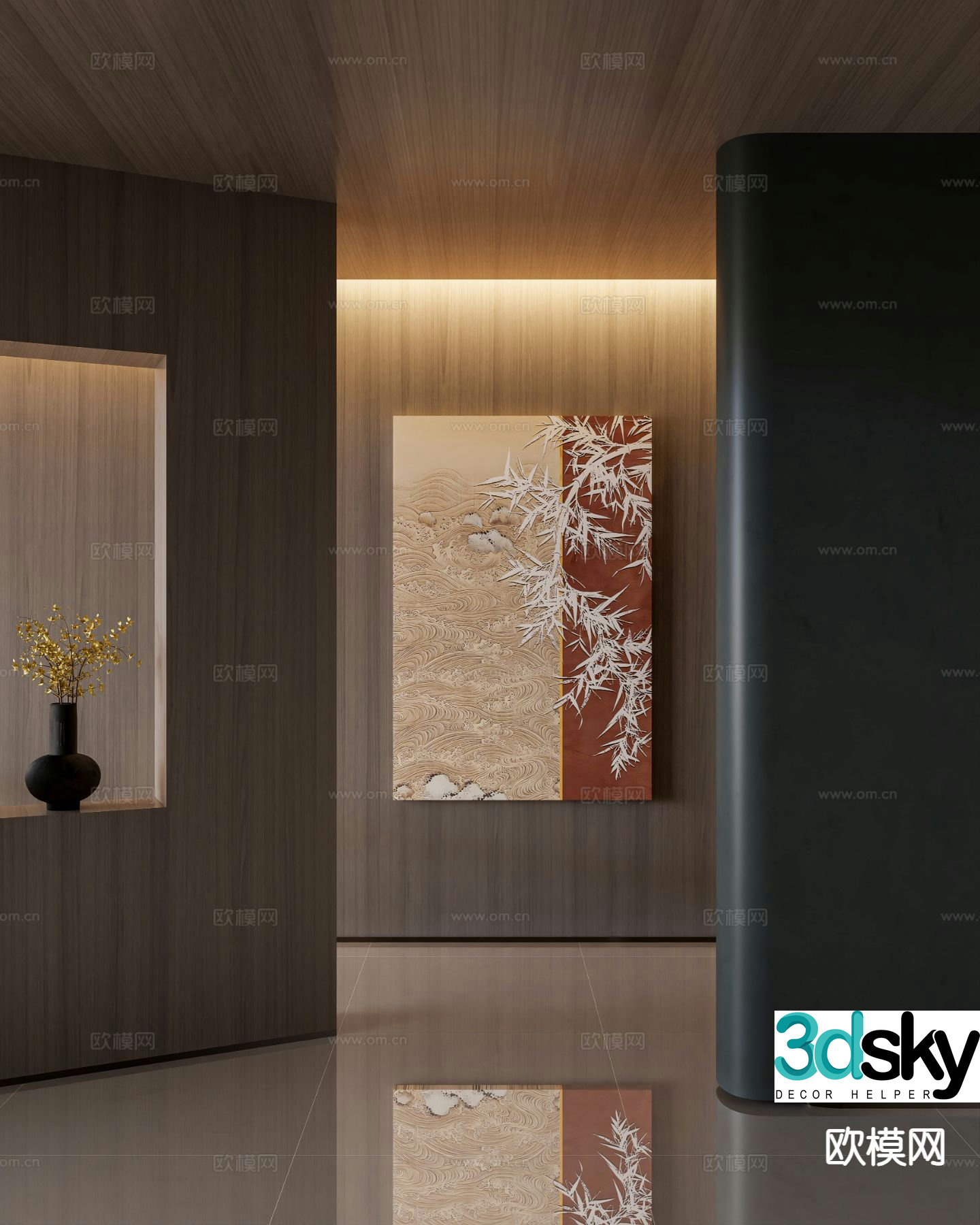 Chinese style hanging painting Zen hanging painting 3D model