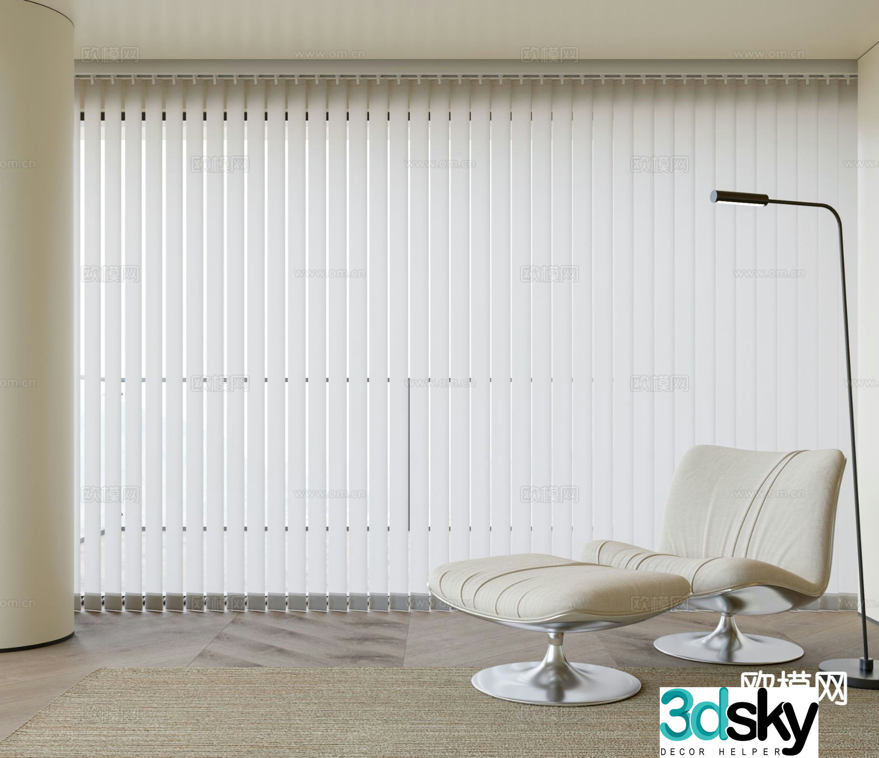 Modern Curtains Venetian Blinds Fantasy Curtain 3d model