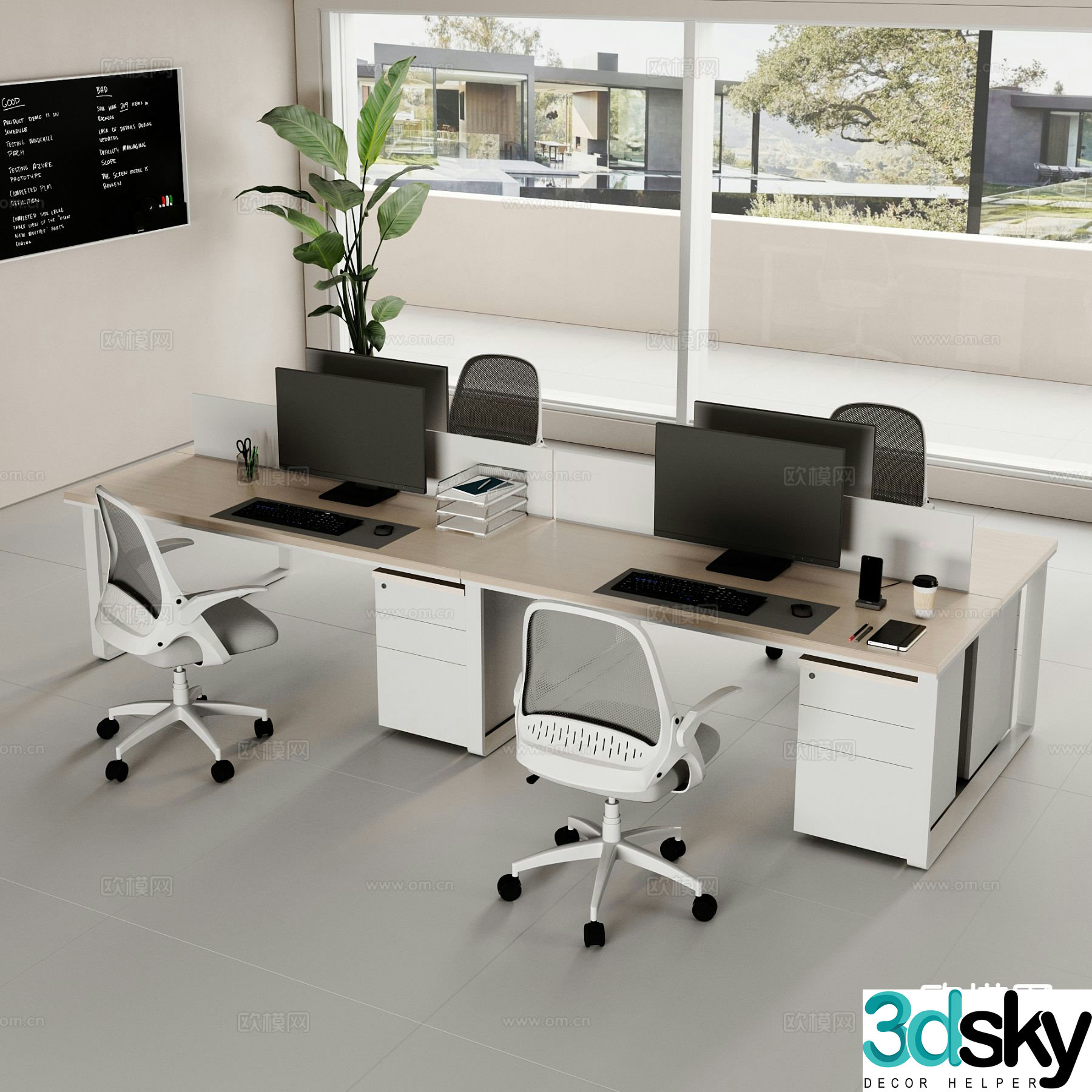 Card space desk staff desk staff desk 3d model