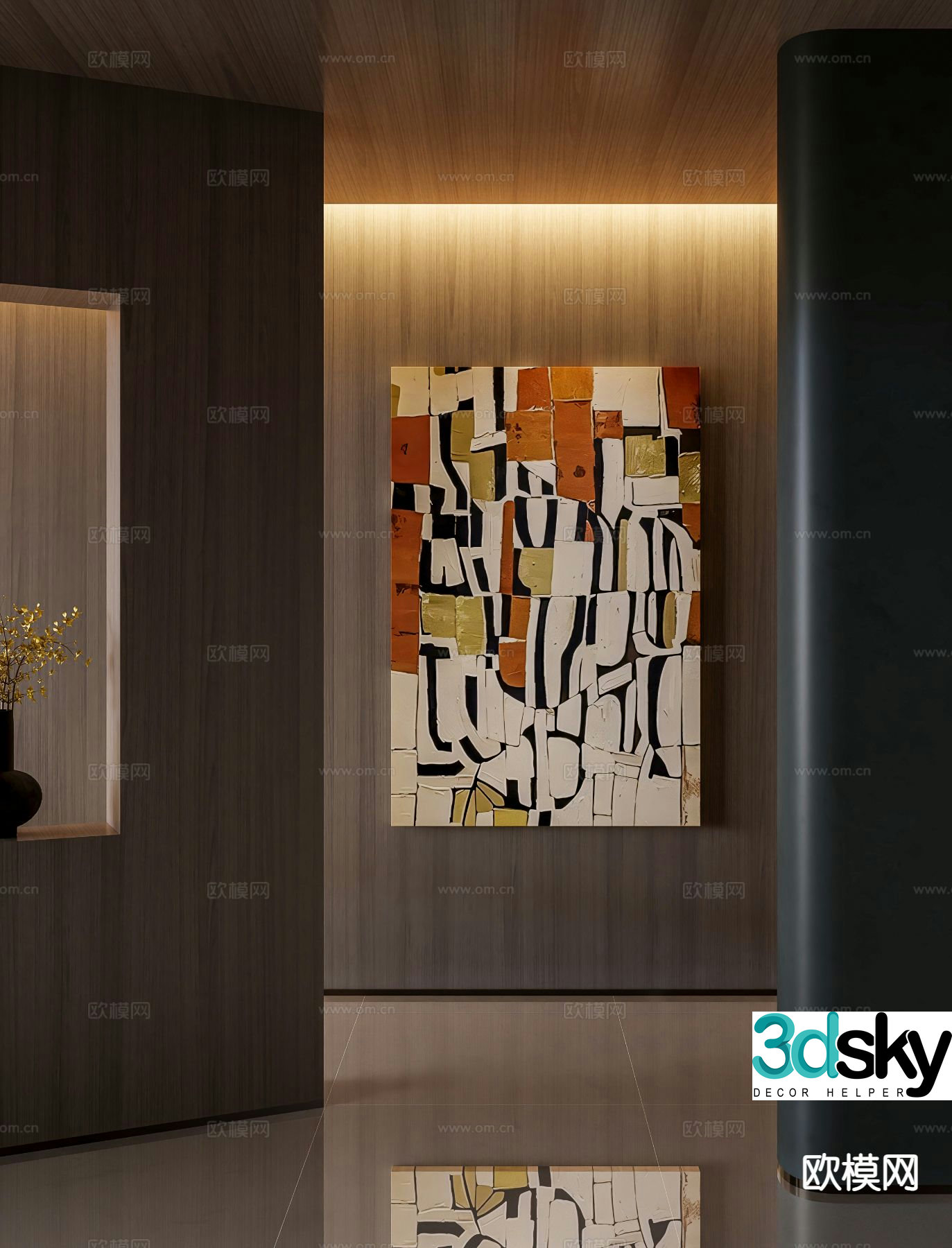 Modern hanging painting abstract painting 3d model