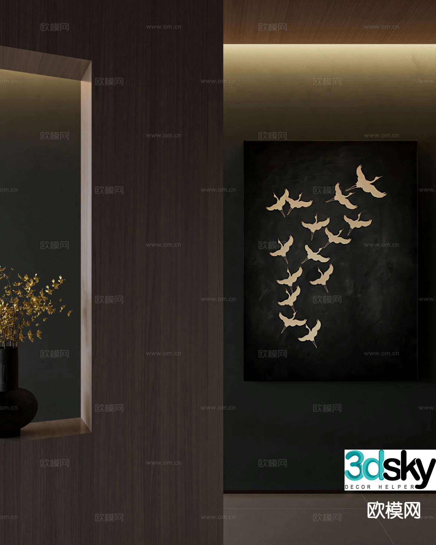 Wabi-sabi art painting decorative painting 3d model