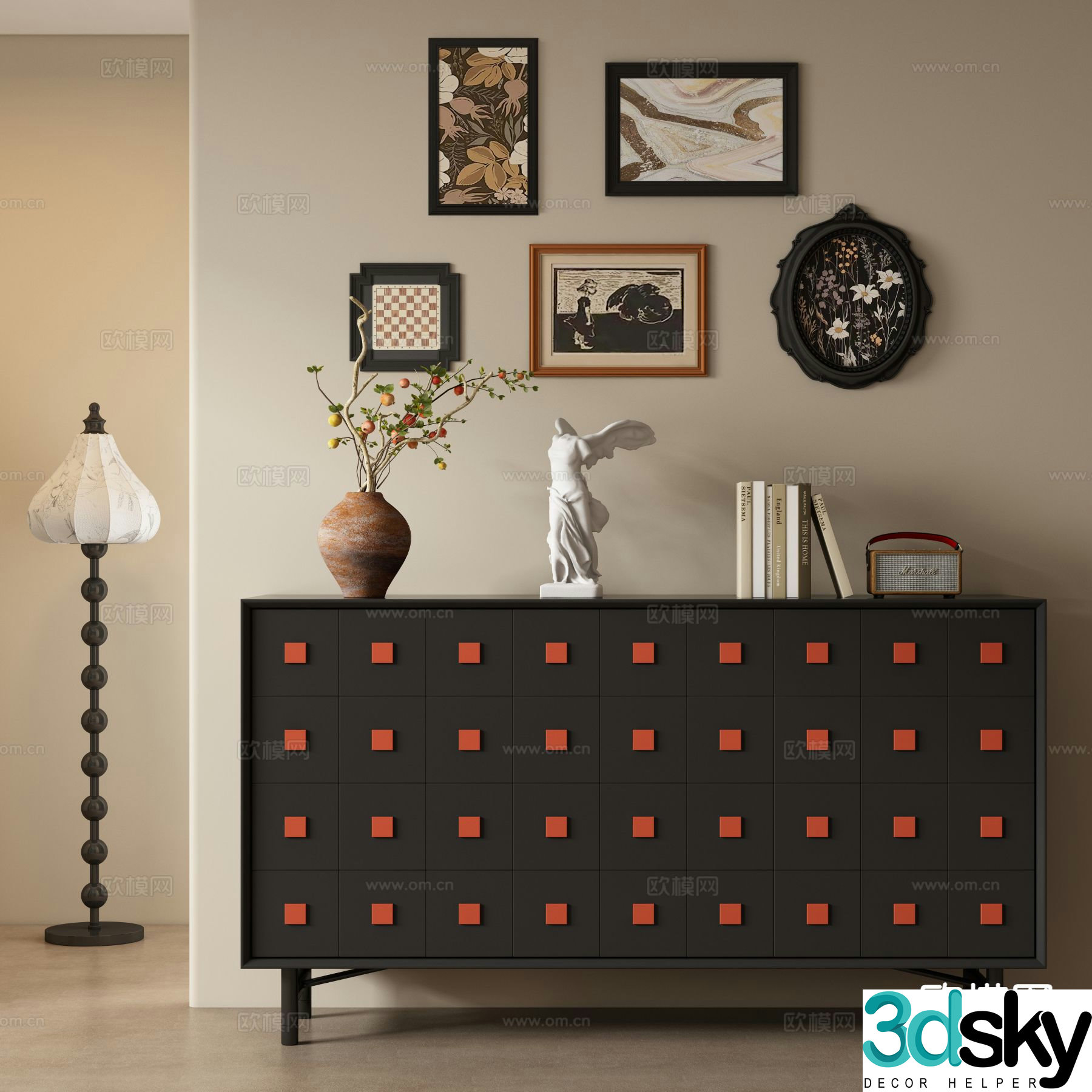 Medieval style entrance cabinet sideboard sideboard 3D model