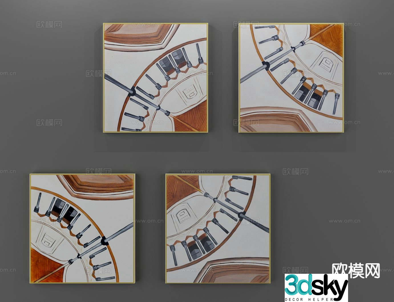 Modern decorative painting abstract painting 3d model