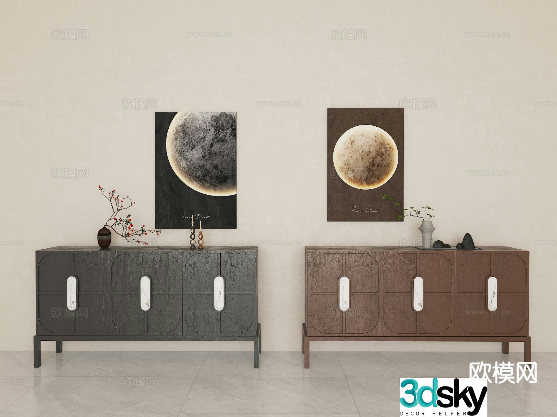 Medieval style entrance cabinet Duanjing cabinet 3D model