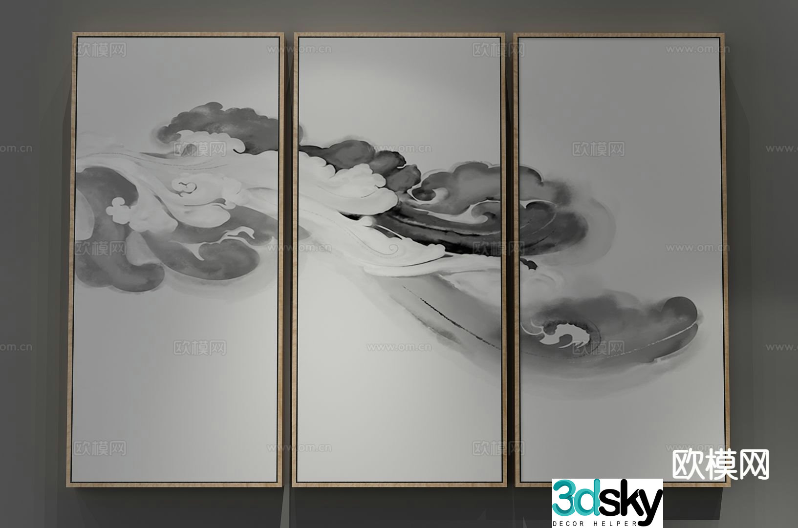 New Chinese style decorative painting abstract painting 3d model