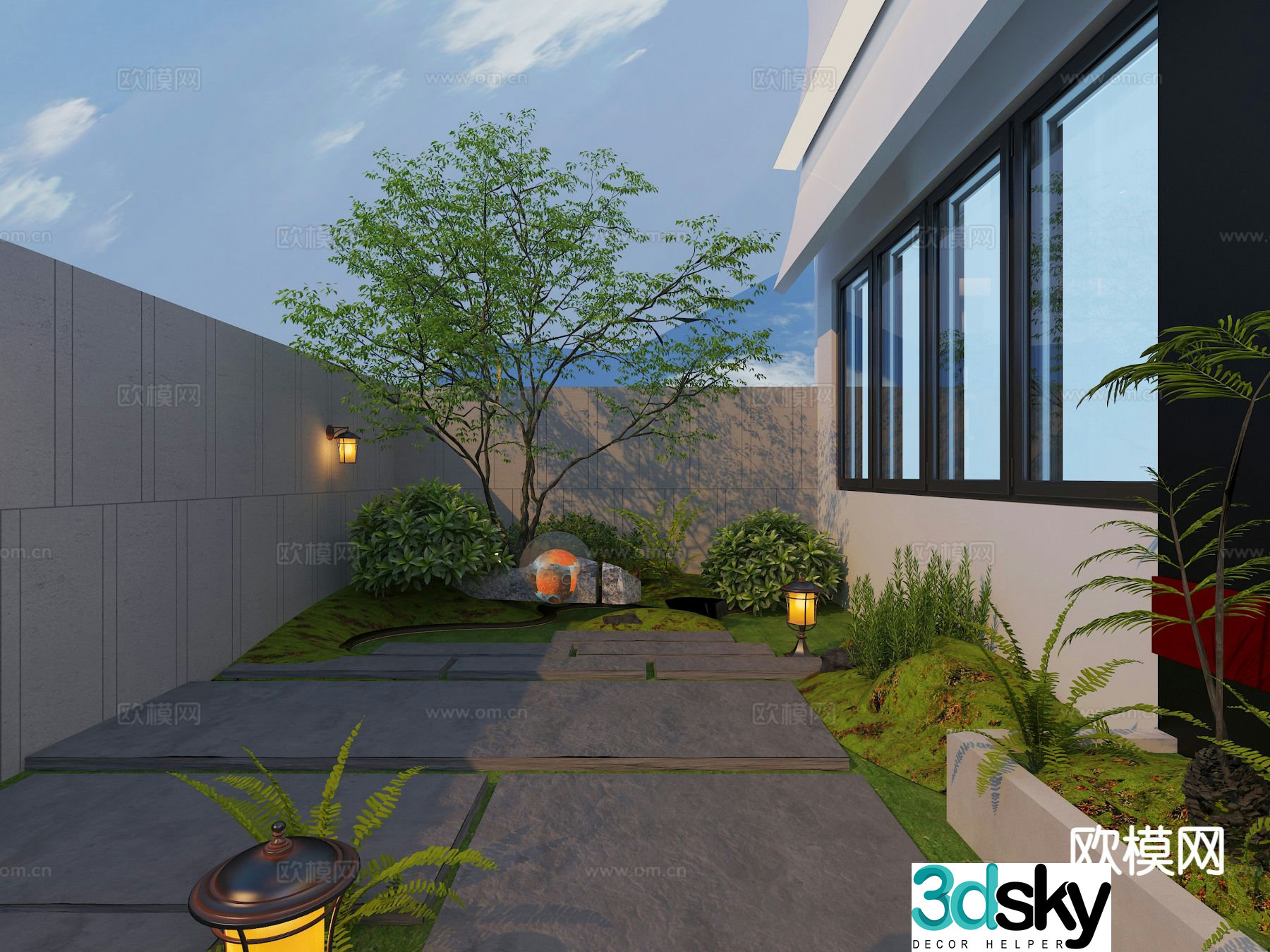 Courtyard landscape garden 3d model