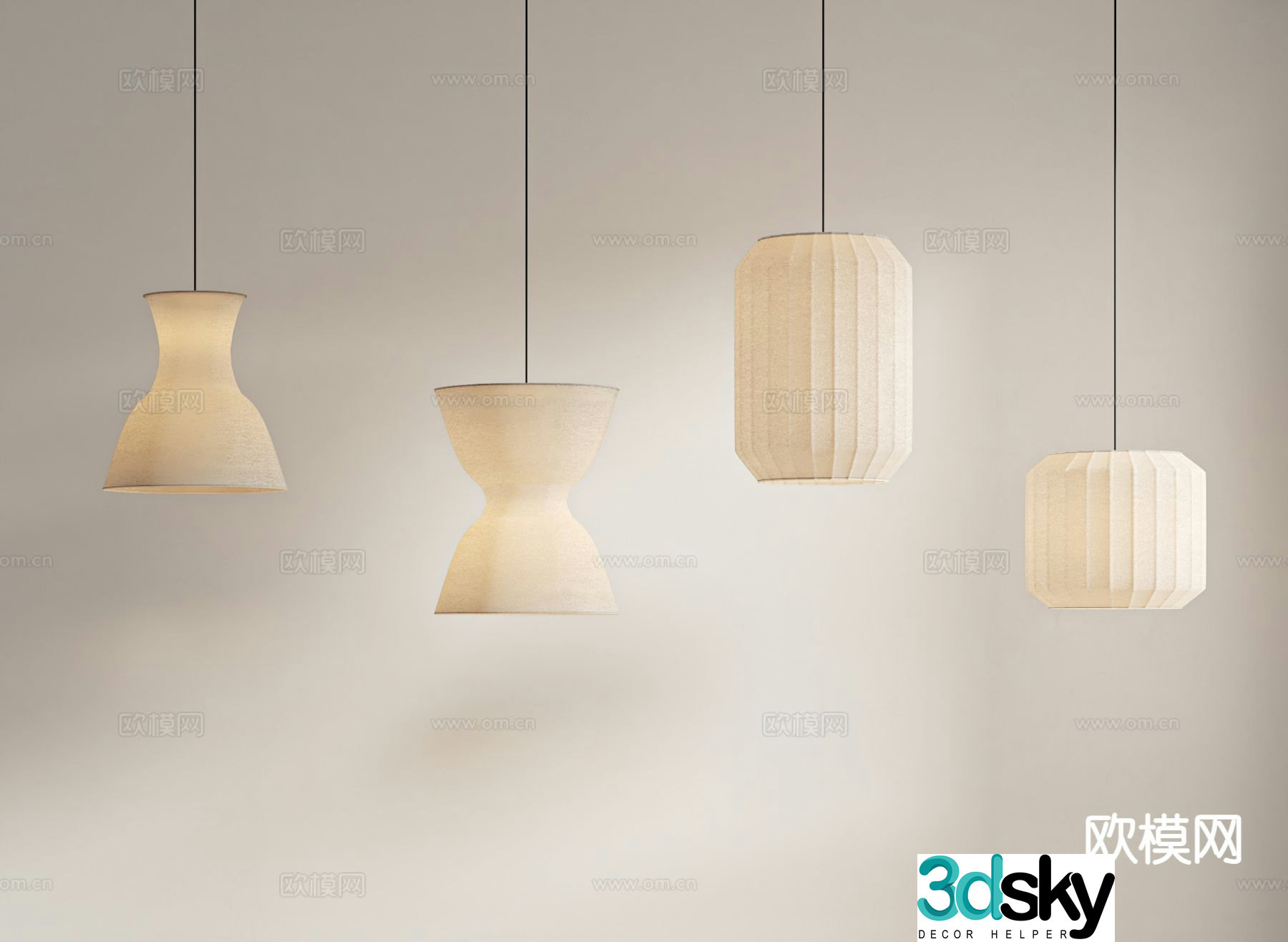Wabi-sabi chandelier bedside small chandelier 3d model