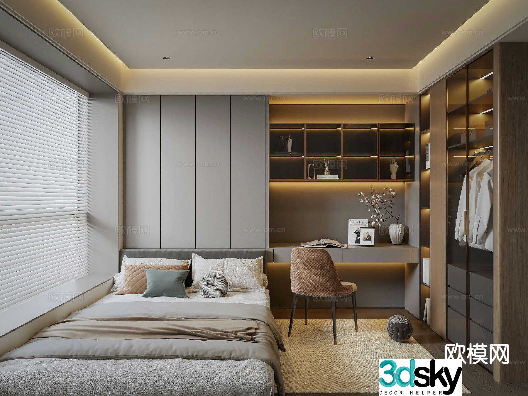 Italian tatami bedroom second bedroom 3D model