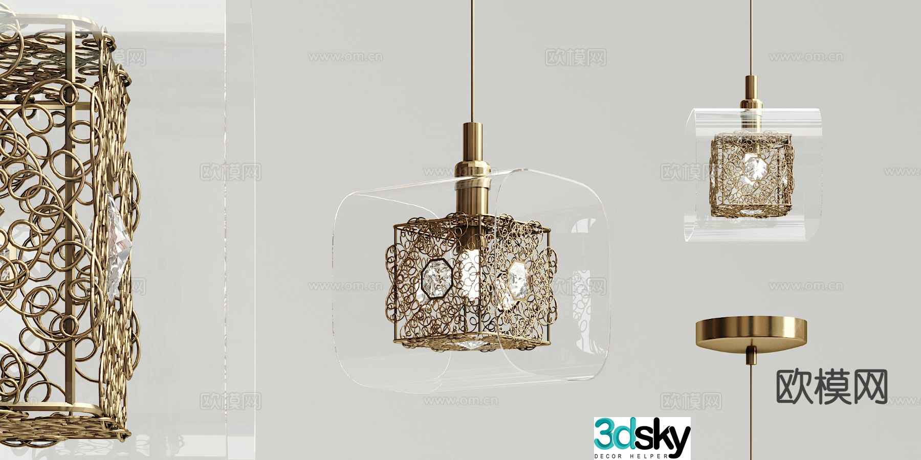 Light luxury chandelier glass chandelier 3d model