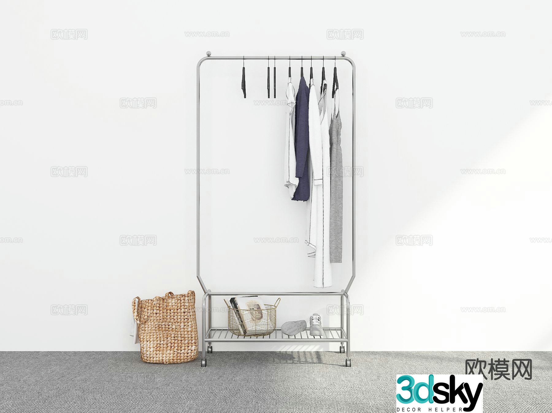 Modern coat rack floor-standing coat rack 3D model