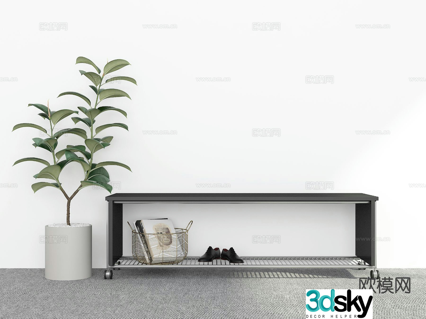Modern stool bench shoe changing stool 3d model