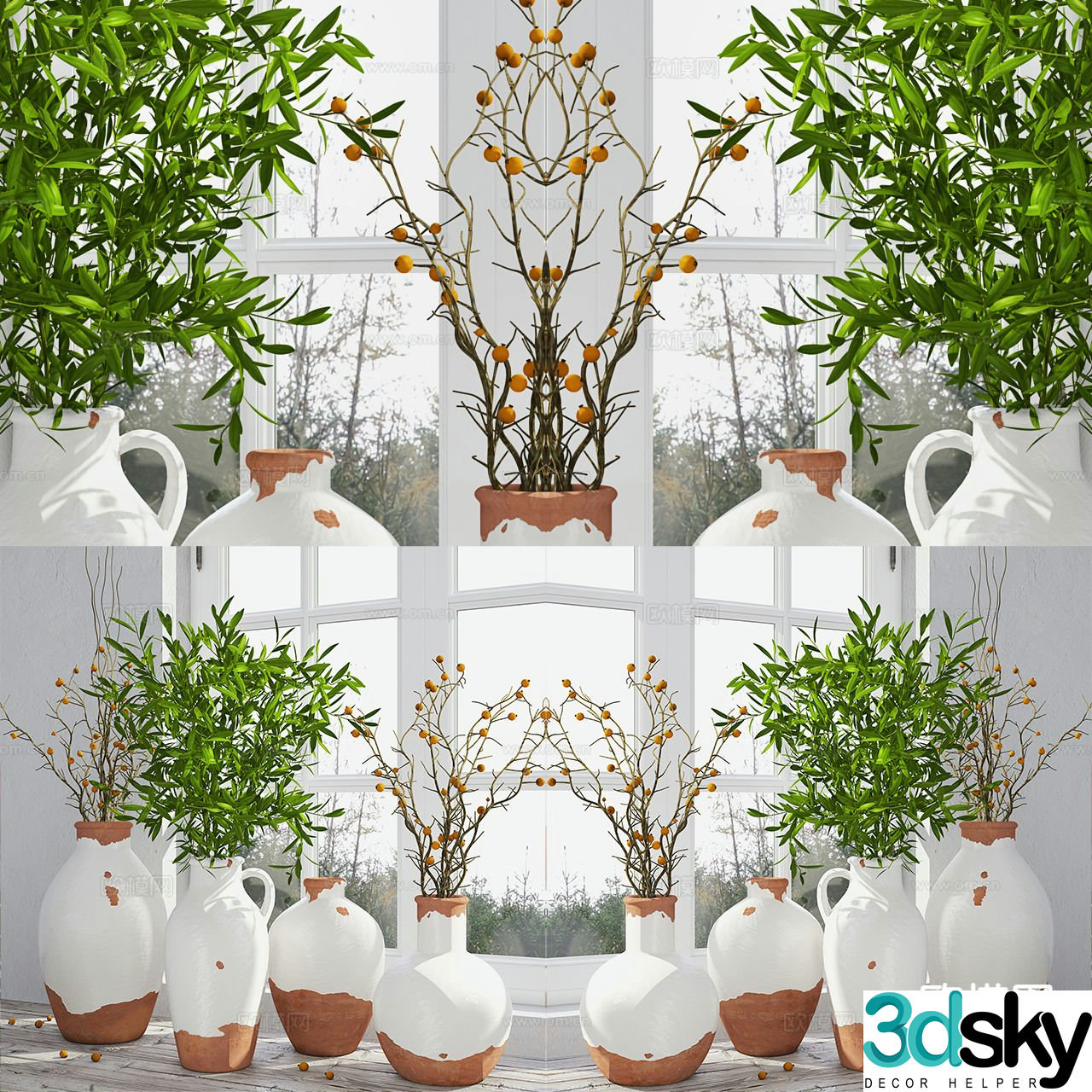Decoration vase arrangement 3d model