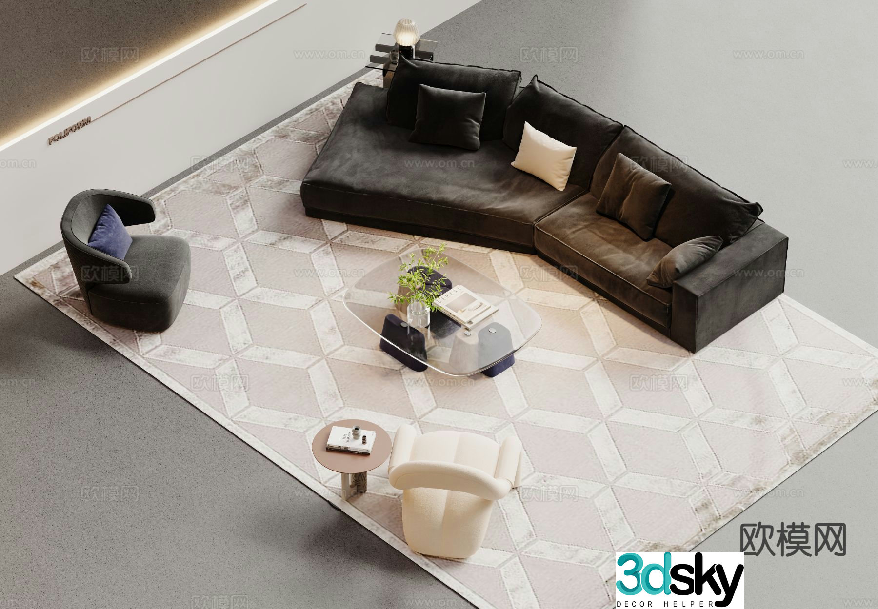 Modern sectional sofa 3d model