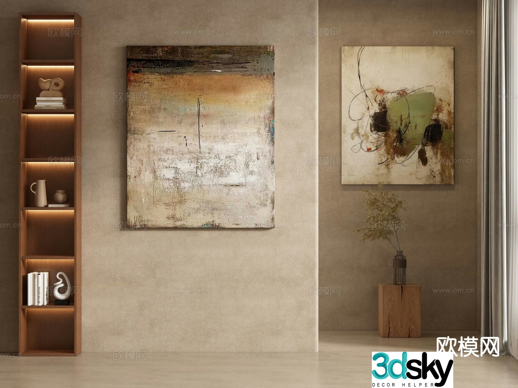 Medieval style texture painting decorative painting hanging painting 3D model
