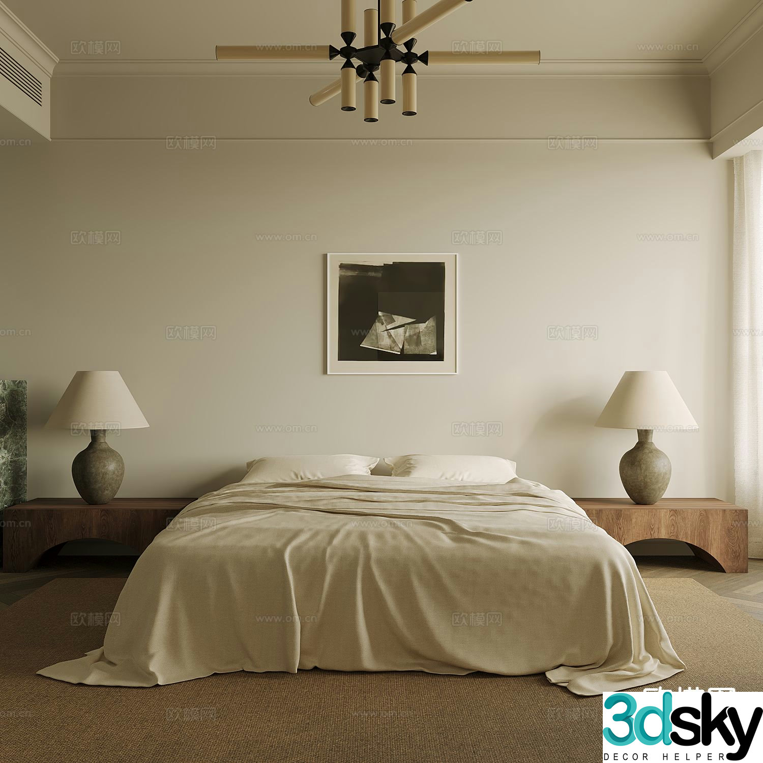 Medieval style bedroom master bedroom 3d model