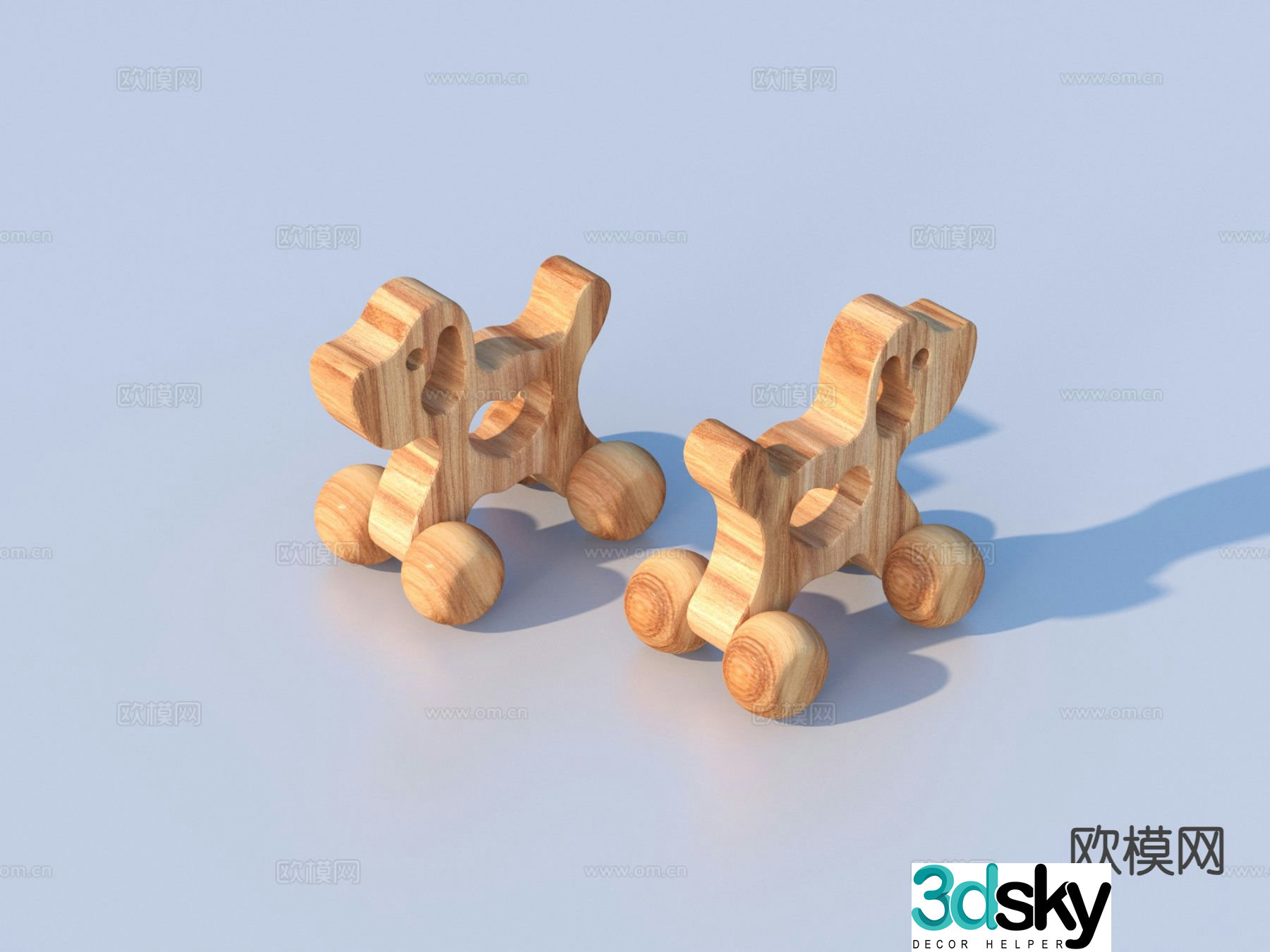 wooden puppy toy 3d model