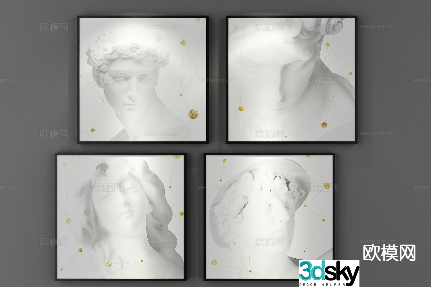 Modern decorative painting plaster painting 3d model